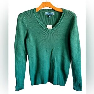 Karen Scott Green V-Neck Sweater for Women